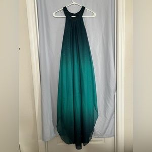 Blue, sparkly, high neck, long